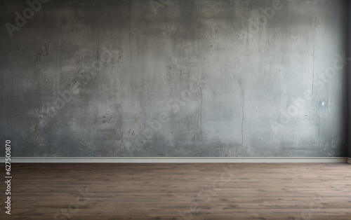 Empty room gray wall room with wooden floor 