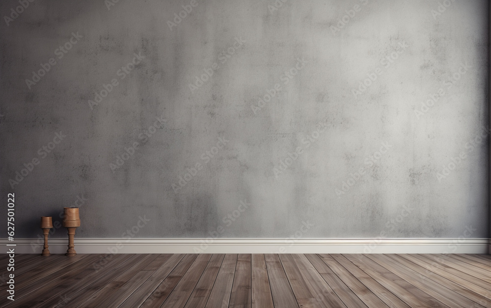 Empty room gray wall room with wooden floor Empty room gray wall room with wooden floor