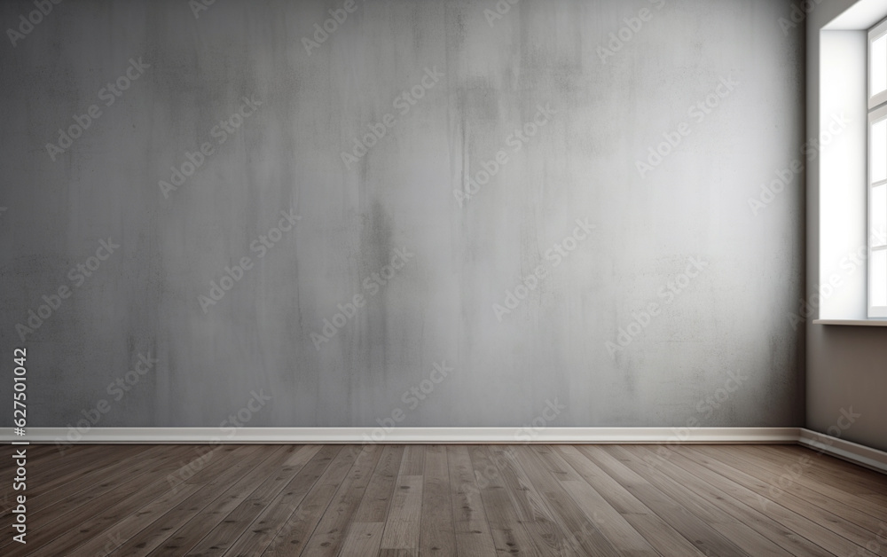 Empty room gray wall room with wooden floor