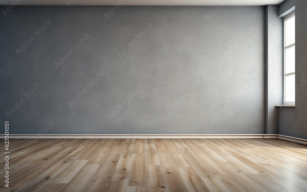 Empty room gray wall room with wooden floor Empty room gray wall room with wooden floor
