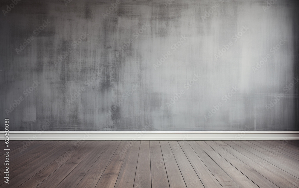 Empty room gray wall room with wooden floor Empty room gray wall room with wooden floor
