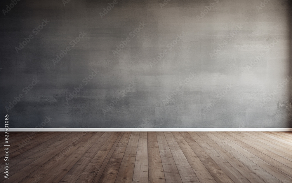 Empty room gray wall room with wooden floor Empty room gray wall room with wooden floor