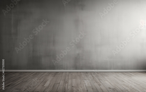 Empty room gray wall room with wooden floor