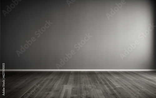 Empty room gray wall room with wooden floor