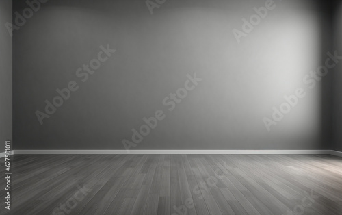 Empty room gray wall room with wooden floor