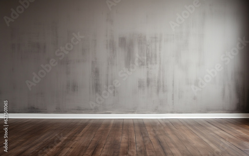 Empty room gray wall room with wooden floor © MUS_GRAPHIC