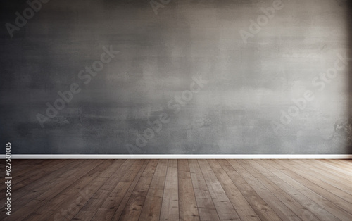 Empty room gray wall room with wooden floor