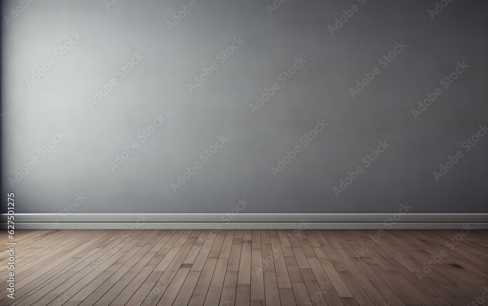 Empty room gray wall room with wooden floor Empty room gray wall room with wooden floor