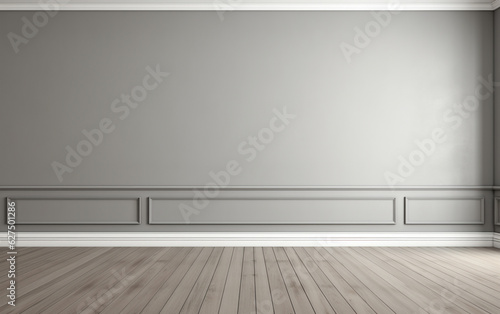 Empty room gray wall room with wooden floor © MUS_GRAPHIC