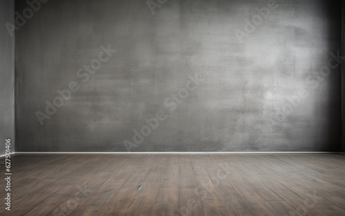 Empty room gray wall room with wooden floor