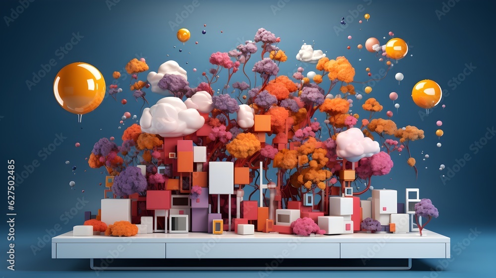 Naklejka premium Infinite Creativity: Modern Minimalism in a 3D Social Network Post