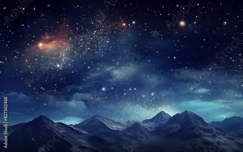 Galaxy nature aesthetic background starry sky mountain remixed media