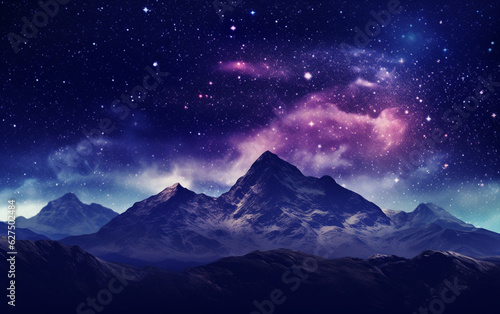 Galaxy nature aesthetic background starry sky mountain remixed media © MUS_GRAPHIC