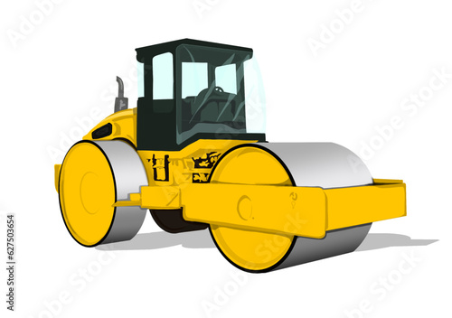 heavy equipment, yellow road rollers with a background