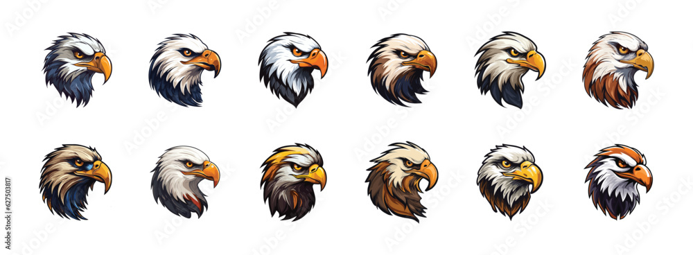 Set of Falcon Mascot Logos, Variation of Falcon Head Mascot Logo ...