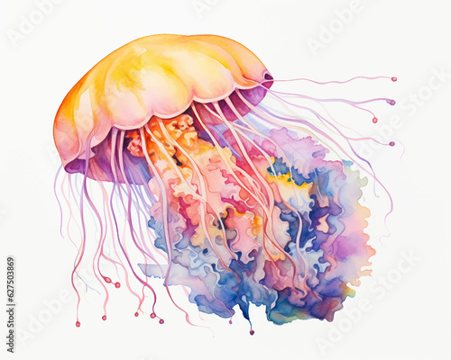 jellyfish watercolor underwater world quick sketch color painting quick sketch, color painting transparent paints paper, tone parchment, cardboard, silk, ivory watercolor with whitewash, gouache