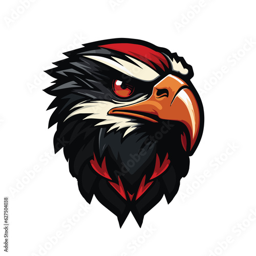 Falcon Head Mascot Logo, Emblem, Vector Illustration logo, Falcon Mascot logo isolated on background, Professional E sports team or Gaming club Logo, Falcon or Eagle Badge logo