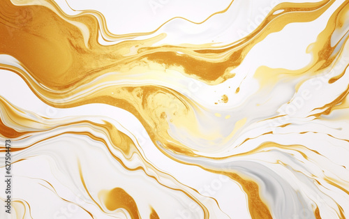 Realistic liquid marble background with gold