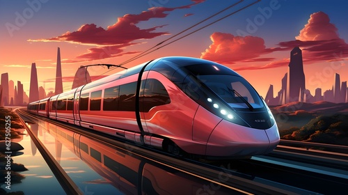 Efficient Future Commute: Minimalist Futuristic Transportation Illustration