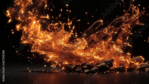 fire spark in black background illustration generative ai