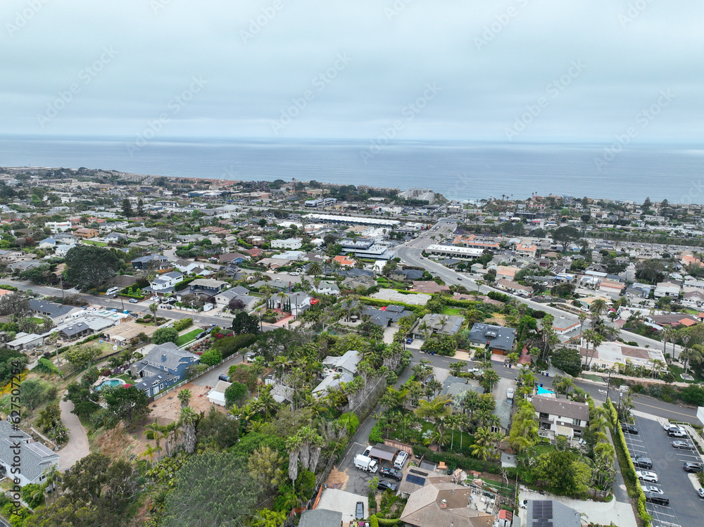 Aerial view of Del Mar coastline and beach, San Diego County, California, USA. Pacific ocean Aerial view of Del Mar coastline and beach, San Diego County, California, USA. Pacific ocean