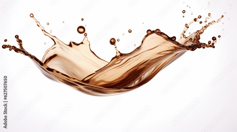 Fototapeta premium wave of splashing coffee with coffee beans, isolated on white