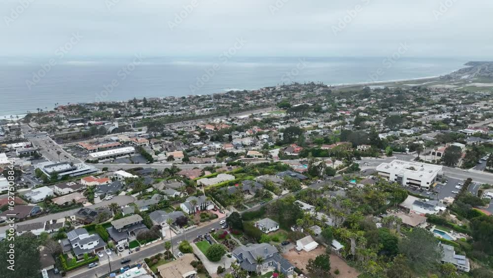 Aerial view of Del Mar coastline and beach, San Diego County, California, USA. Pacific ocean Aerial view of Del Mar coastline and beach, San Diego County, California, USA. Pacific ocean