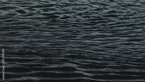 Slow motion waves background, Close up of dark ocean water waves flowing in the sea background