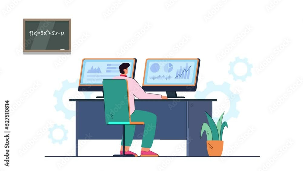 Businessman Using Desktop in the Office Character Animated Stock Video Businessman Using Desktop in the Office Character Animated Stock Video