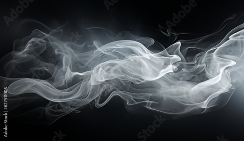 A mesmerizing image capturing thick white smoke billowing against a dramatic black backdrop. Based on Generative Ai.