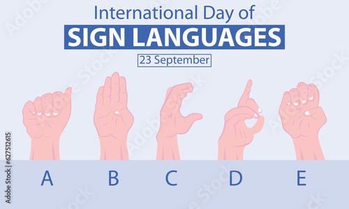 illustration vector graphic of five sign language poses with different hands, perfect for international day, international day of sign languages, celebrate, greeting card, etc.