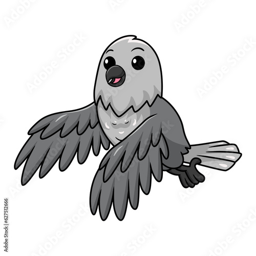 Cute northern mockingbird cartoon flying