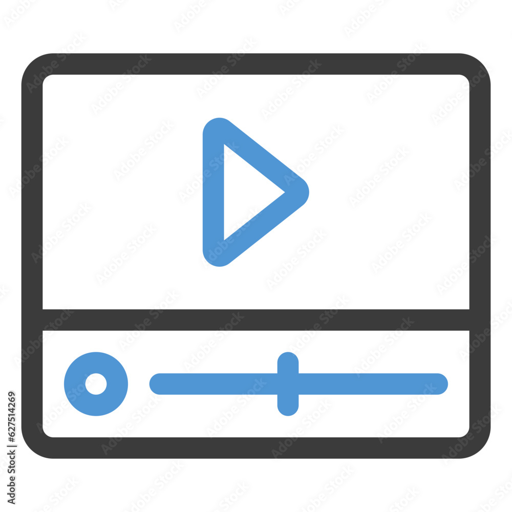 video player icon in color line style