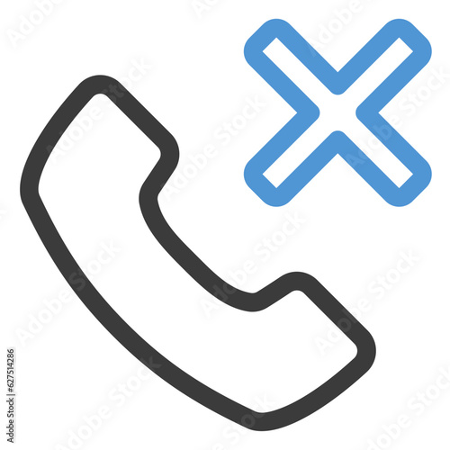missed call icon in color line style