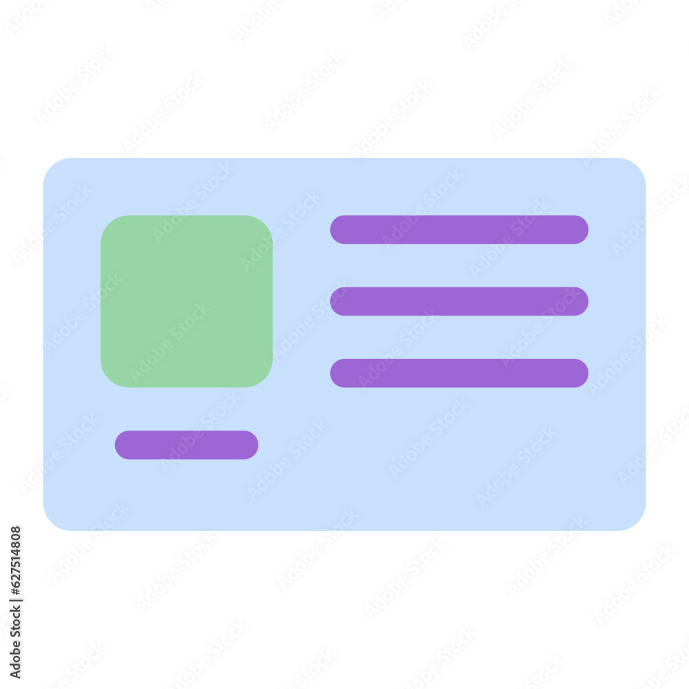 identity card icon in flat style