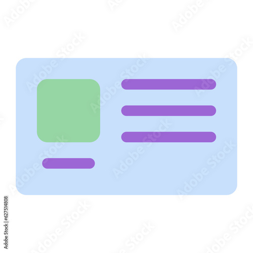 identity card icon in flat style