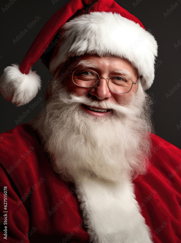 Naklejka premium Portrait of a Santa Claus with animals Generative AI
