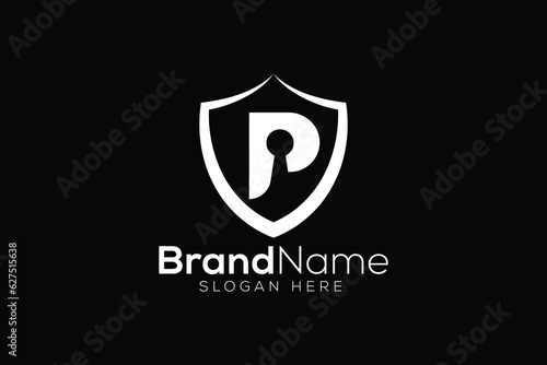 Trendy Professional letter P safety logo design vector template