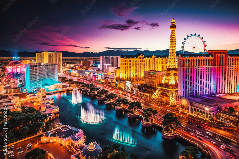 Las Vegas travel destination. Tour tourism exploring. - obrazy, fototapety, plakaty 