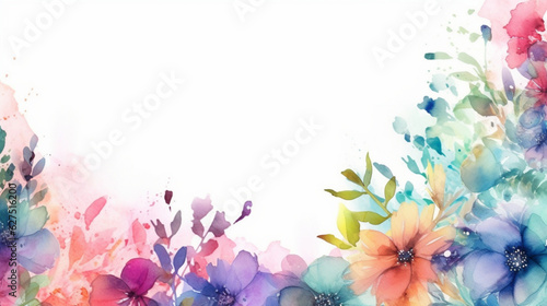 Frames of colorful flowers in watercolor. Backgrounds with flowers  plants and natural motifs in watercolor. Celebrations  congratulations  romantic dates...