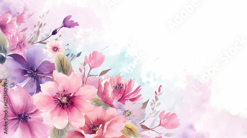 Frames of colorful flowers in watercolor. Backgrounds with flowers, plants and natural motifs in watercolor. Celebrations, congratulations, romantic dates...