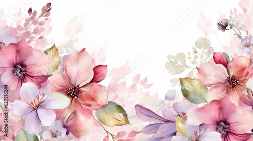 Frames of colorful flowers in watercolor. Backgrounds with flowers, plants and natural motifs in watercolor. Celebrations, congratulations, romantic dates...
