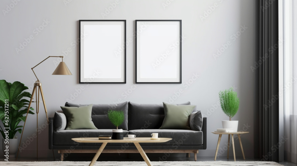 Mock up paintings in a minimalist and simple living room. Blank pictures in living rooms. Mock up paintings in a minimalist and simple living room. Blank pictures in living rooms.
