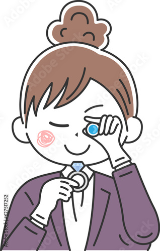 鑑定士の女性のイラスト