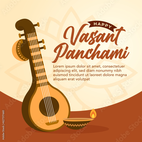 Happy vasant panchami celebration social media post design template