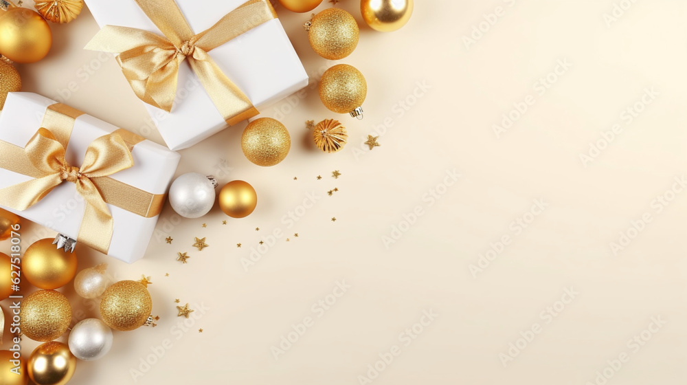 Elegant, gold and white gift backgrounds. Backgrounds of beautiful Christmas gifts. Elegant, gold and white gift backgrounds. Backgrounds of beautiful Christmas gifts.