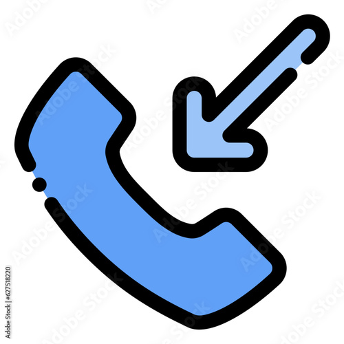 incoming call icon in flat line style