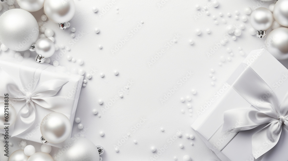 Elegant silver and white gift backgrounds. Backgrounds of beautiful Christmas gifts.
Elegant silver and white gift backgrounds. Backgrounds of beautiful Christmas gifts.