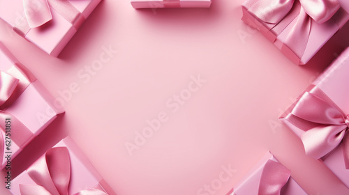 Backgrounds of pink and elegant gifts. Backgrounds of beautiful Christmas gifts.
