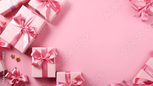 Backgrounds of pink and elegant gifts. Backgrounds of beautiful Christmas gifts.  © Moon Project